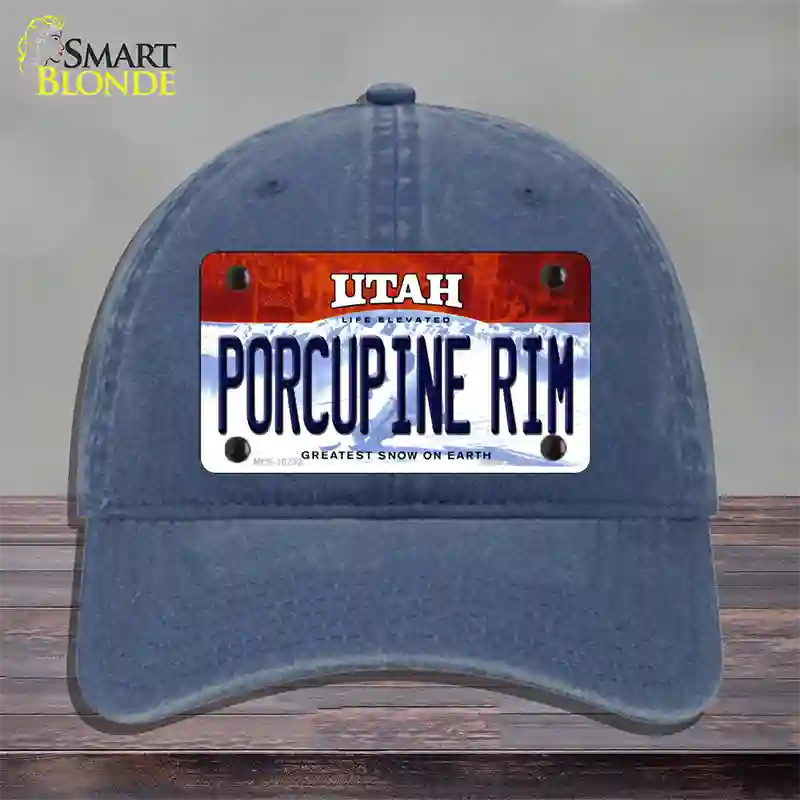 Porcupine Rim Utah Novelty License Plate Hat Unconstructed Cotton / Navy