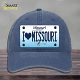 I Love Missouri Novelty License Plate Hat Unconstructed Cotton / Navy