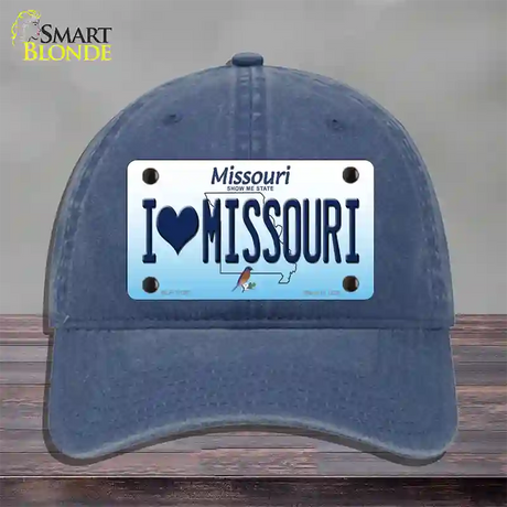 I Love Missouri Novelty License Plate Hat Unconstructed Cotton / Navy