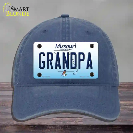 Grandpa Missouri Novelty License Plate Hat Unconstructed Cotton / Navy