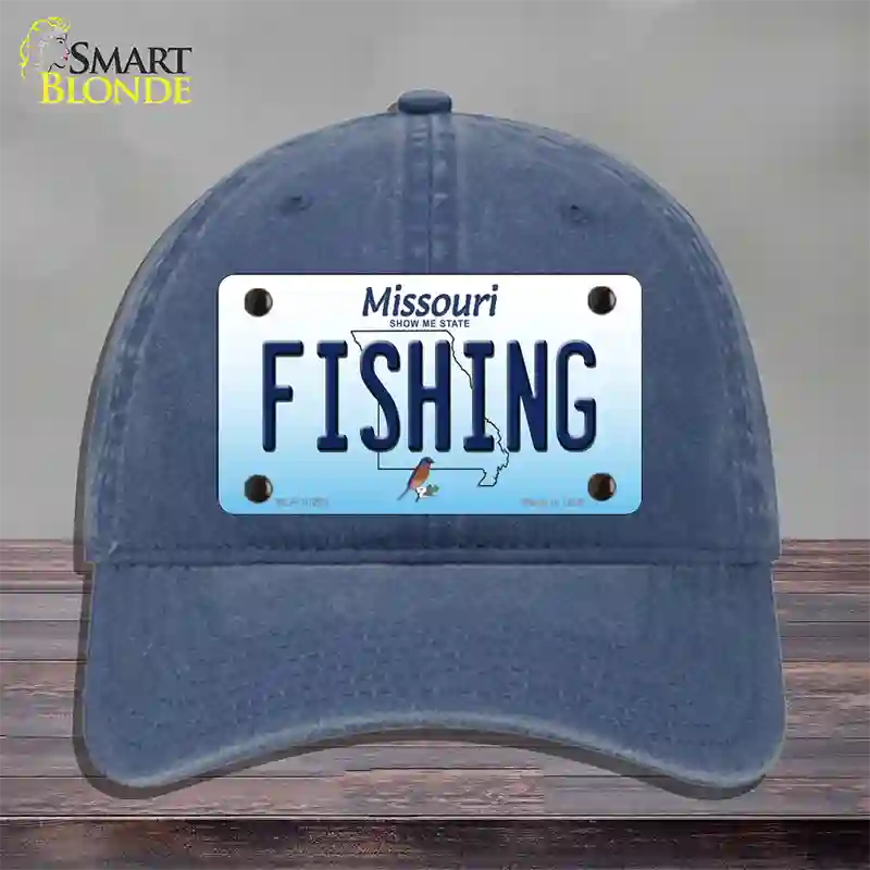 Fishing Missouri Novelty License Plate Hat Unconstructed Cotton / Navy