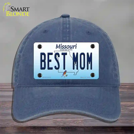 Best Mom Missouri Novelty License Plate Hat Unconstructed Cotton / Navy