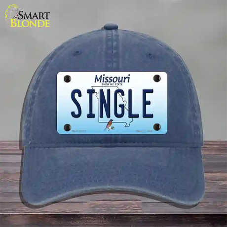 Single Missouri Novelty License Plate Hat Unconstructed Cotton / Navy