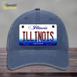 Illinois Land of Lincoln Novelty License Plate Hat Unconstructed Cotton / Navy