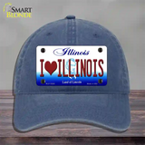 I Love Illinois Novelty License Plate Hat Unconstructed Cotton / Navy