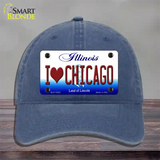 I Love Chicago Illinois Novelty License Plate Hat Unconstructed Cotton / Navy