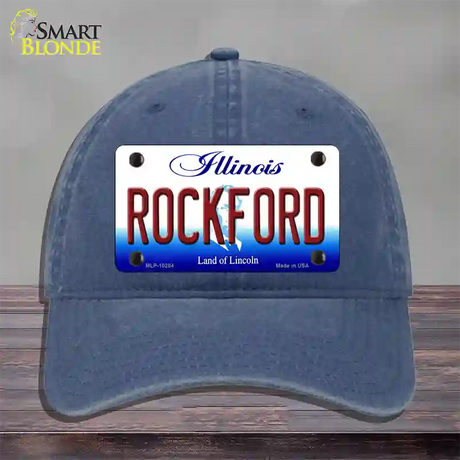 Rockford Illinois Novelty License Plate Hat Unconstructed Cotton / Navy