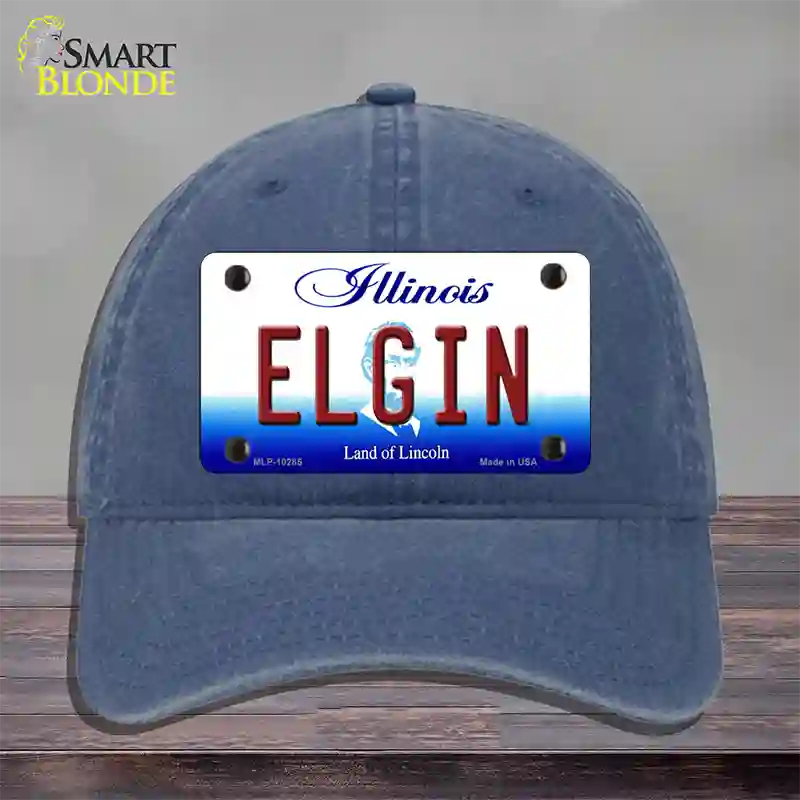 Elgin Illinois Novelty License Plate Hat Unconstructed Cotton / Navy