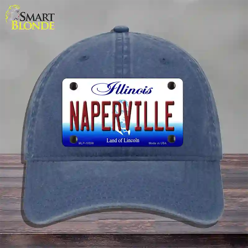 Naperville Illinois Novelty License Plate Hat Unconstructed Cotton / Navy