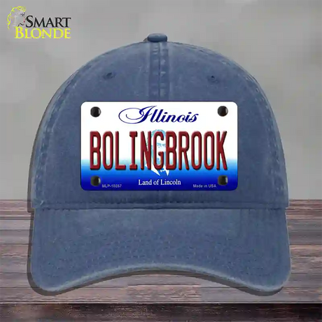 Bolingbrook Illinois Novelty License Plate Hat Unconstructed Cotton / Navy