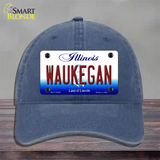 Waukegan Illinois Novelty License Plate Hat Unconstructed Cotton / Navy