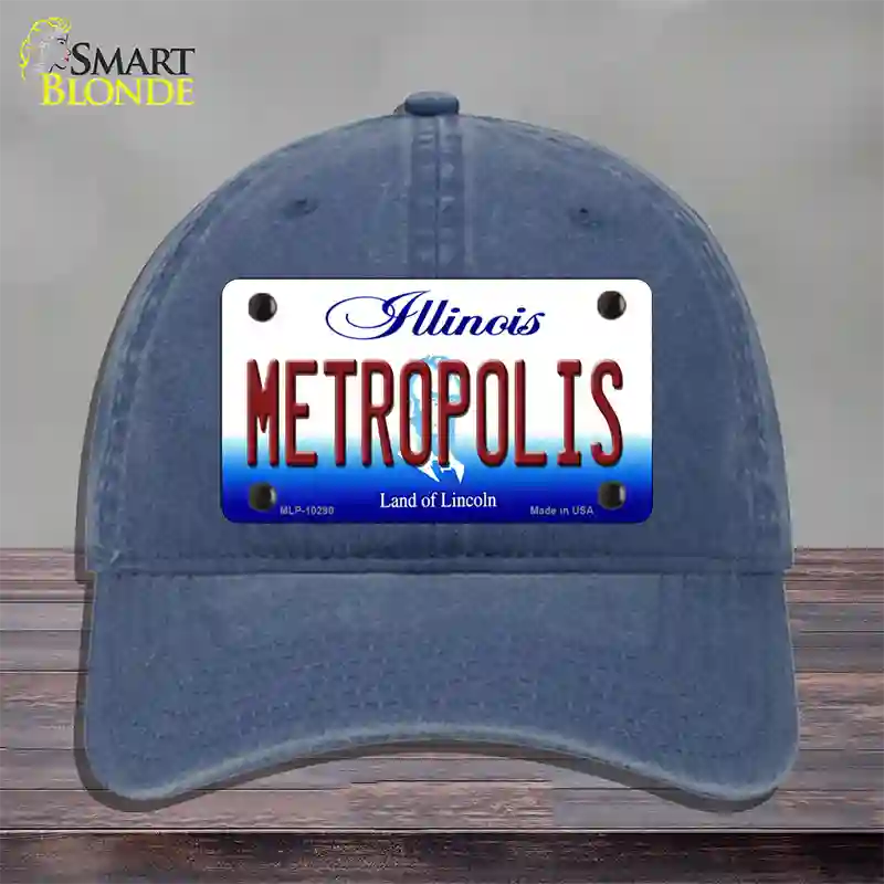 Metropolis Illinois Novelty License Plate Hat Unconstructed Cotton / Navy