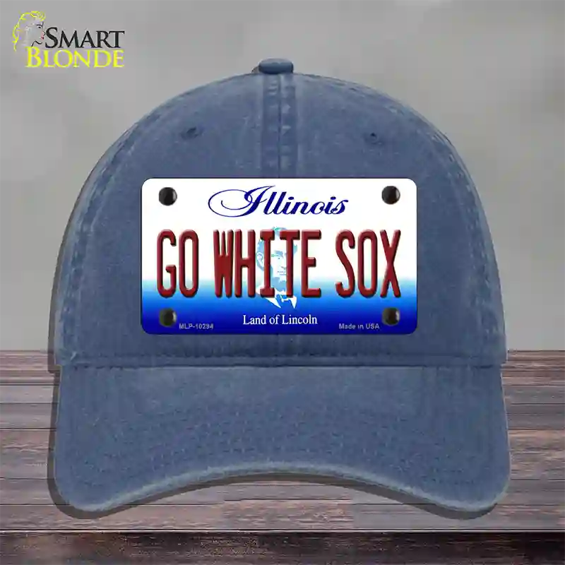 Go White Sox Illinois Novelty License Plate Hat Unconstructed Cotton / Navy