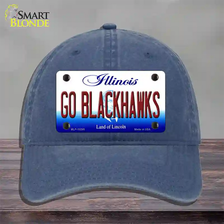 Go Blackhawks Illinois Novelty License Plate Hat Unconstructed Cotton / Navy