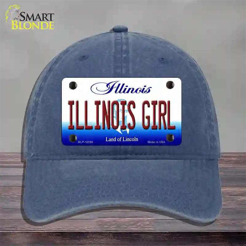 Illinois Girl Illinois Novelty License Plate Hat Unconstructed Cotton / Navy