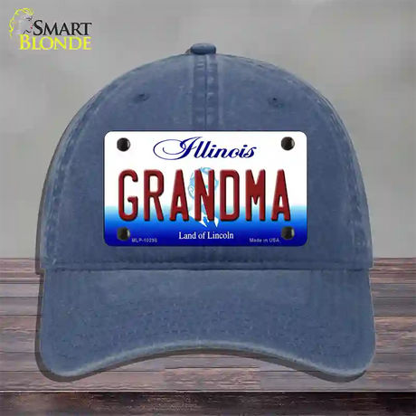 Grandma Illinois Novelty License Plate Hat Unconstructed Cotton / Navy