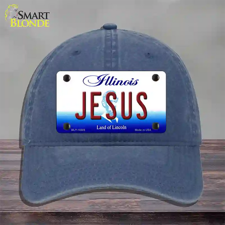 Jesus Illinois Novelty License Plate Hat Unconstructed Cotton / Navy