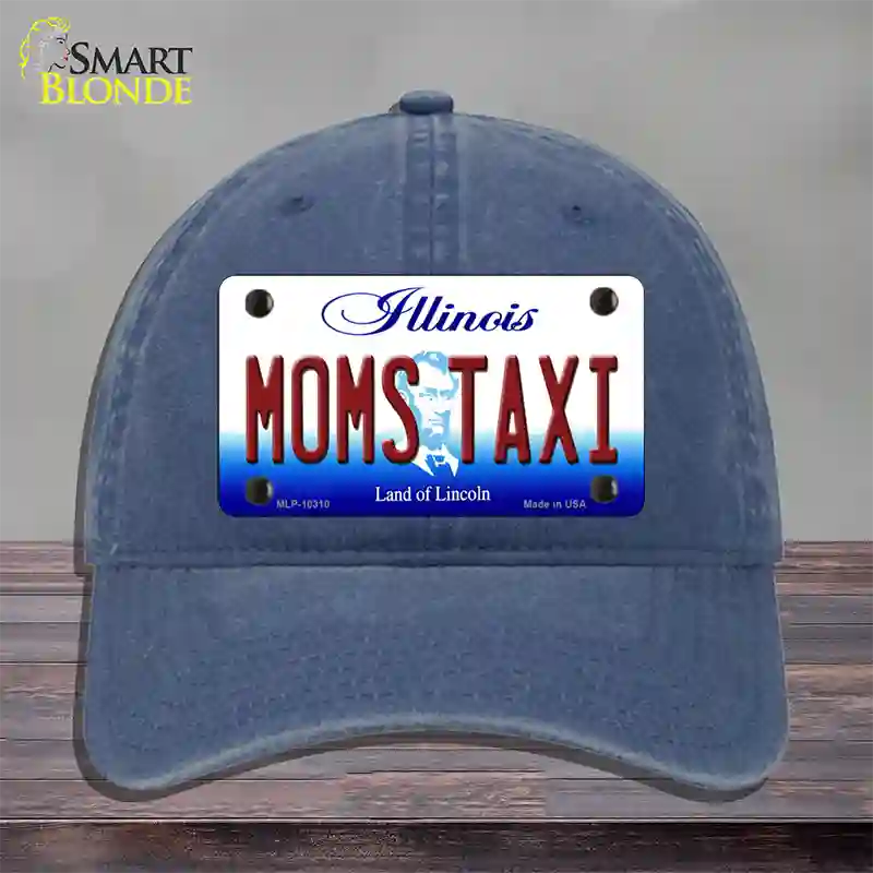 Moms Taxi Illinois Novelty License Plate Hat Unconstructed Cotton / Navy