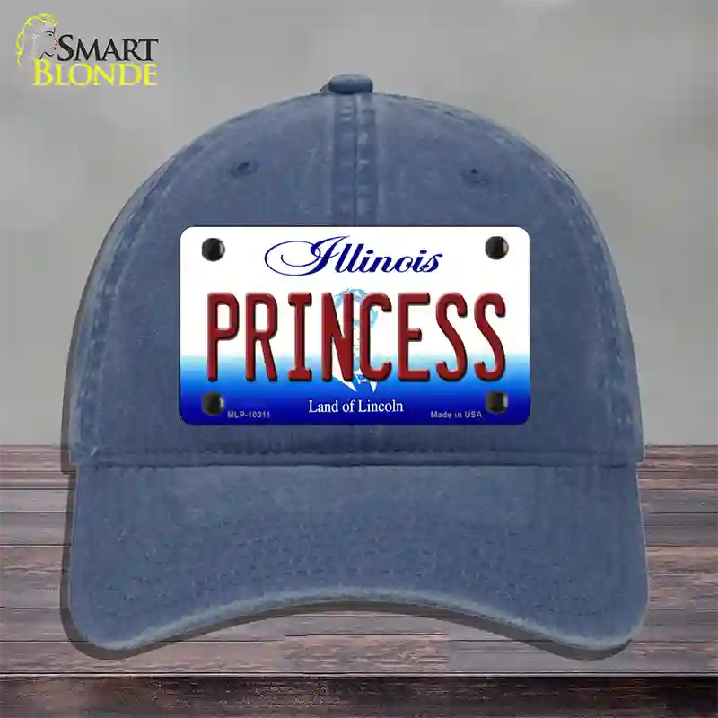 Princess Illinois Novelty License Plate Hat Unconstructed Cotton / Navy