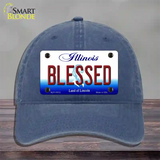 Blessed Illinois Novelty License Plate Hat Unconstructed Cotton / Navy