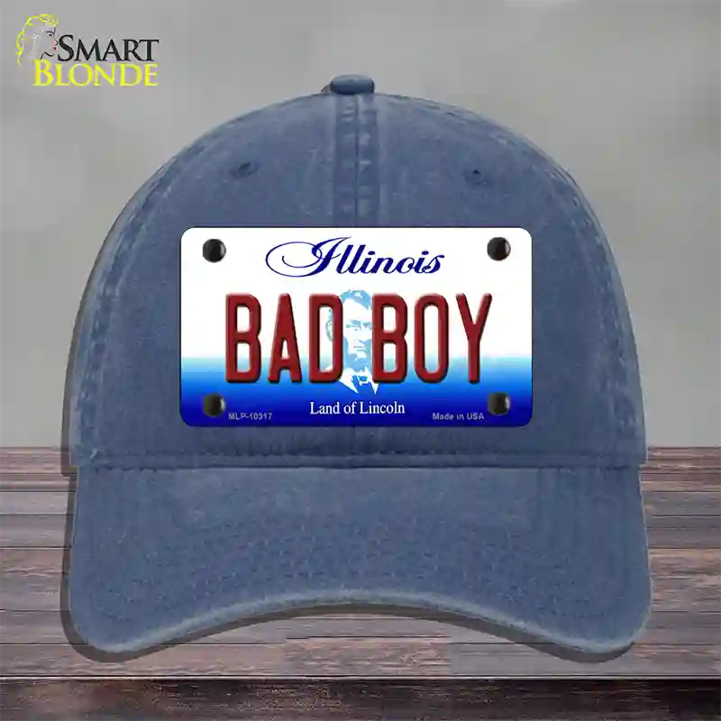 Bad Boy Illinois Novelty License Plate Hat Unconstructed Cotton / Navy