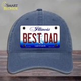 Best Dad Illinois Novelty License Plate Hat Unconstructed Cotton / Navy