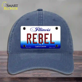 Rebel Illinois Novelty License Plate Hat Unconstructed Cotton / Navy