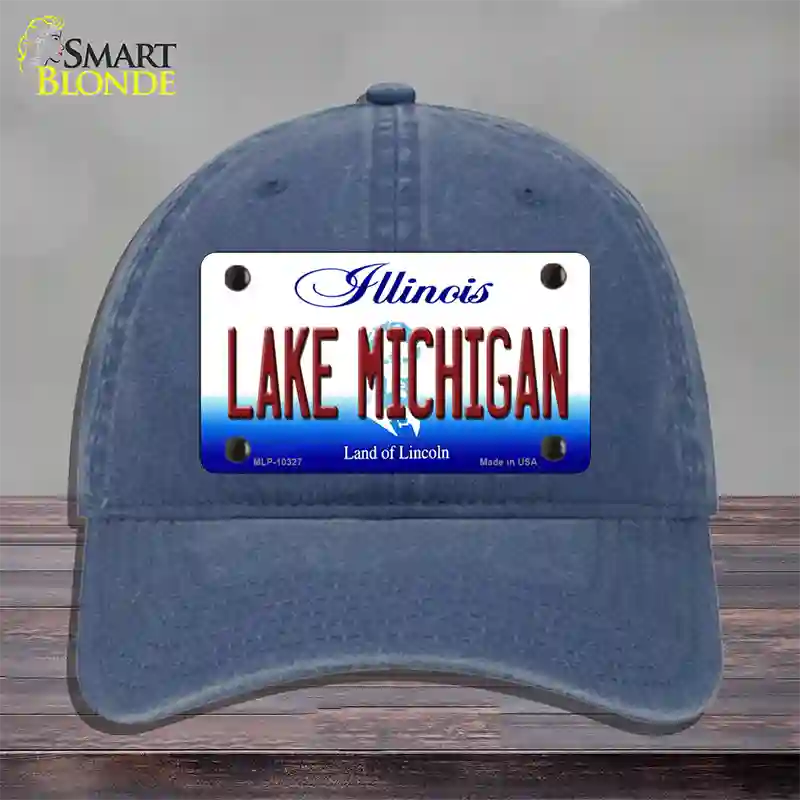 Lake Michigan Illinois Novelty License Plate Hat Unconstructed Cotton / Navy