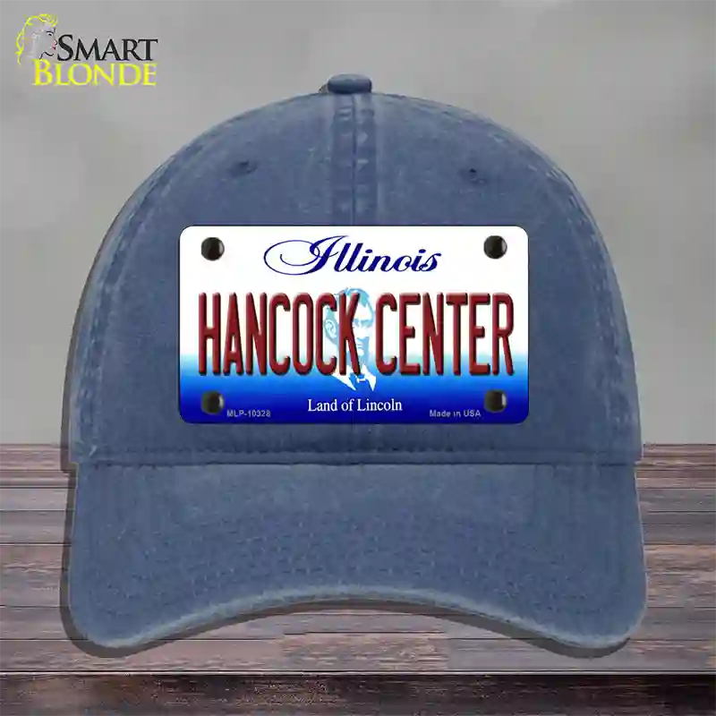 Hancock Center Illinois Novelty License Plate Hat Unconstructed Cotton / Navy