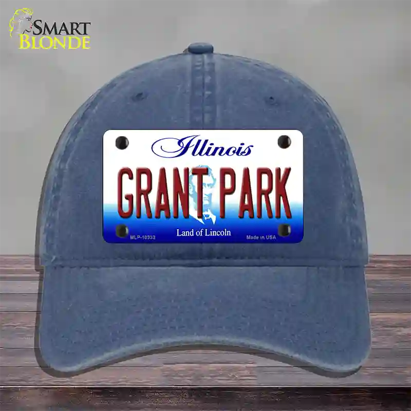 Grant Park Illinois Novelty License Plate Hat Unconstructed Cotton / Navy