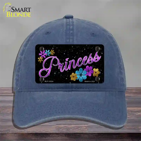 Princess Glitter Novelty License Plate Hat Unconstructed Cotton / Navy