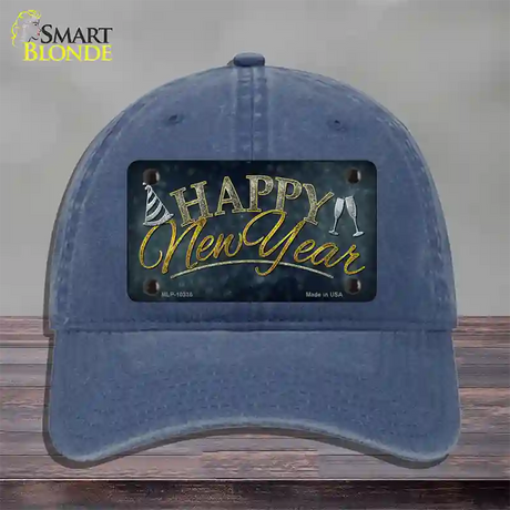 Happy New Year Novelty License Plate Hat Unconstructed Cotton / Navy