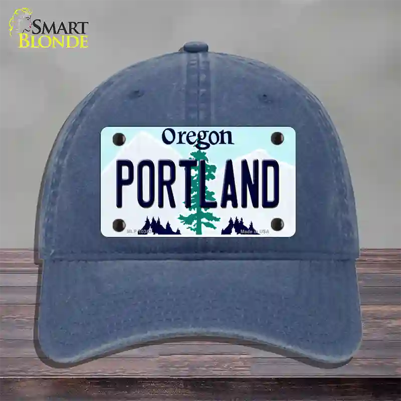 Portland Oregon Novelty License Plate Hat Unconstructed Cotton / Navy