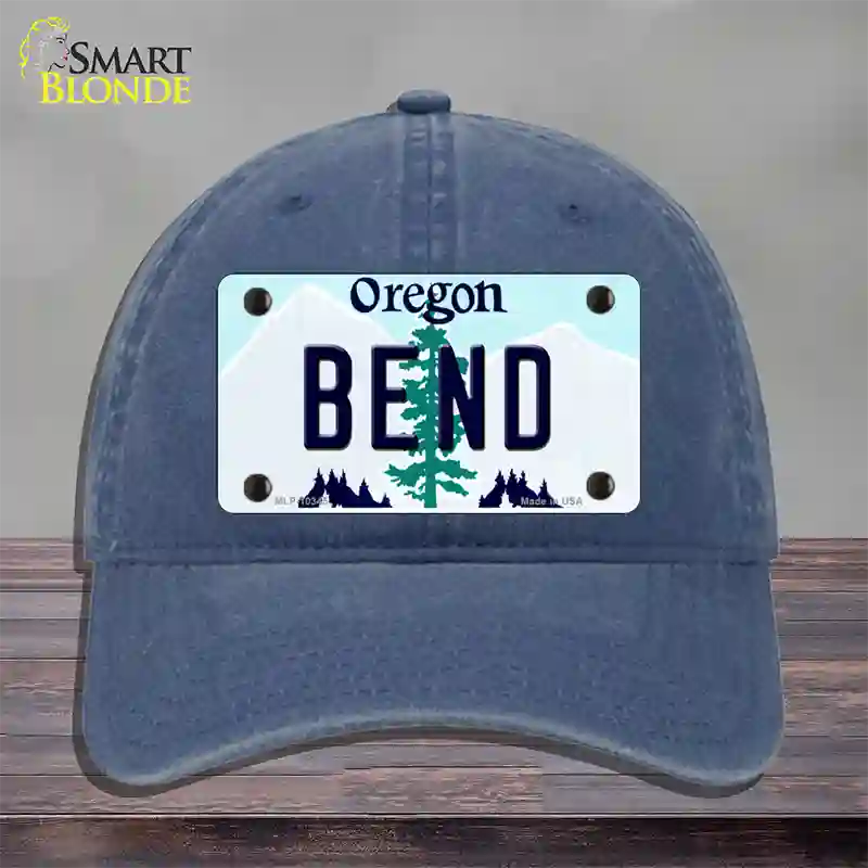 Bend Oregon Novelty License Plate Hat Unconstructed Cotton / Navy