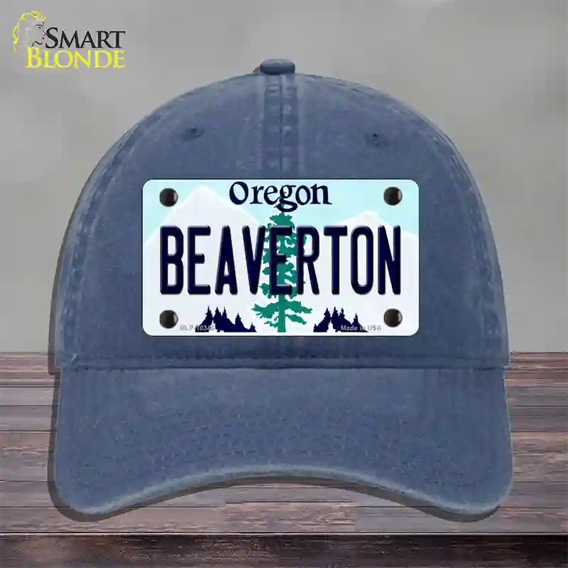 Beaverton Oregon Novelty License Plate Hat Unconstructed Cotton / Navy