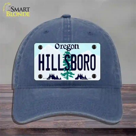 Hillsboro Oregon Novelty License Plate Hat Unconstructed Cotton / Navy