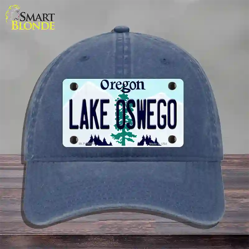 Lake Oswego Oregon Novelty License Plate Hat Unconstructed Cotton / Navy