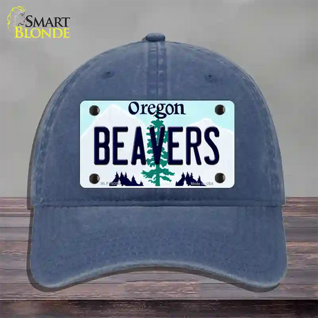 Beavers Oregon Novelty License Plate Hat Unconstructed Cotton / Navy