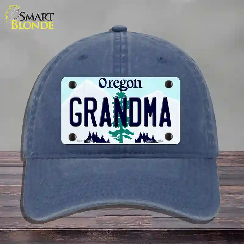 Grandma Oregon Novelty License Plate Hat Unconstructed Cotton / Navy