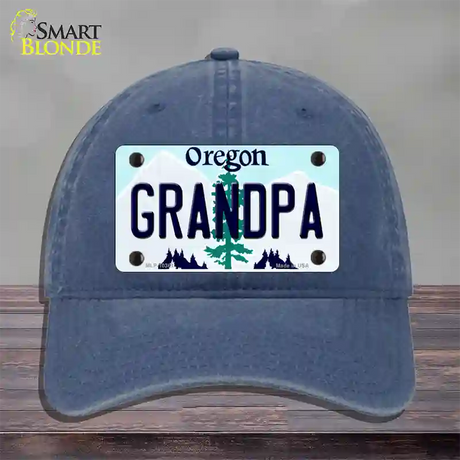 Grandpa Oregon Novelty License Plate Hat Unconstructed Cotton / Navy