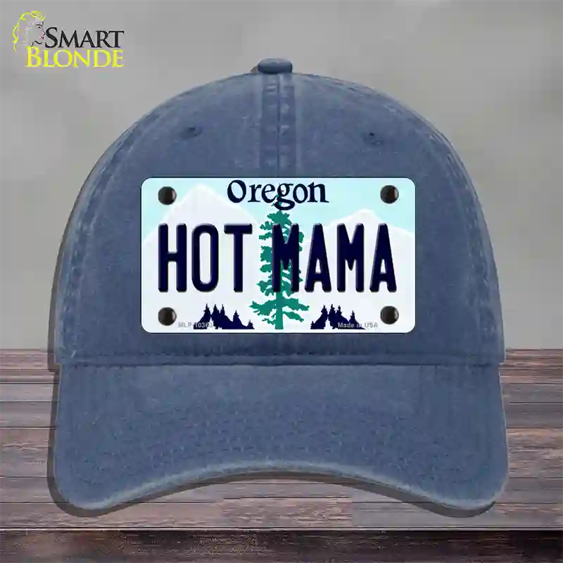 Hot Mama Oregon Novelty License Plate Hat Unconstructed Cotton / Navy