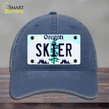 Skier Oregon Novelty License Plate Hat Unconstructed Cotton / Navy