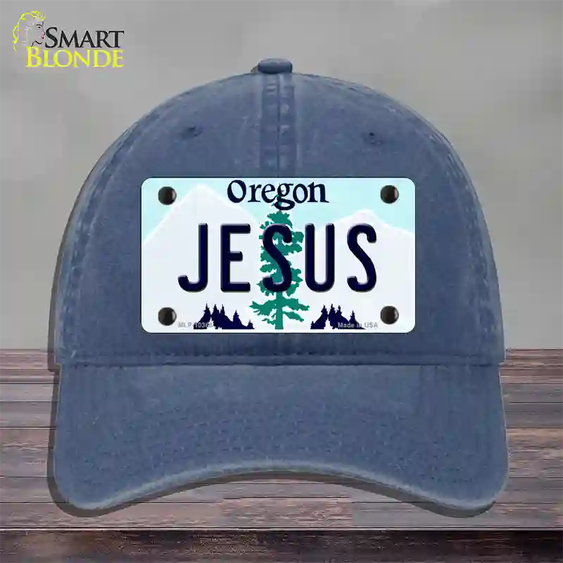 Jesus Oregon Novelty License Plate Hat Unconstructed Cotton / Navy