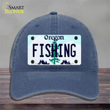 Fishing Oregon Novelty License Plate Hat Unconstructed Cotton / Navy