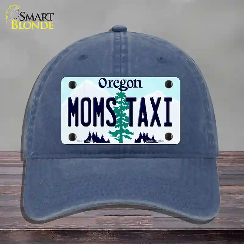 Moms Taxi Oregon Novelty License Plate Hat Unconstructed Cotton / Navy