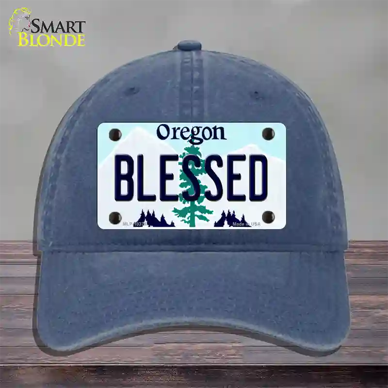 Blessed Oregon Novelty License Plate Hat Unconstructed Cotton / Navy