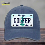 Golfer Oregon Novelty License Plate Hat Unconstructed Cotton / Navy