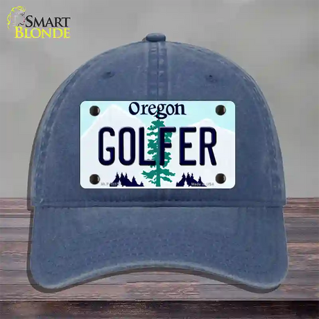 Golfer Oregon Novelty License Plate Hat Unconstructed Cotton / Navy