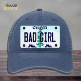 Bad Girl Oregon Novelty License Plate Hat Unconstructed Cotton / Navy