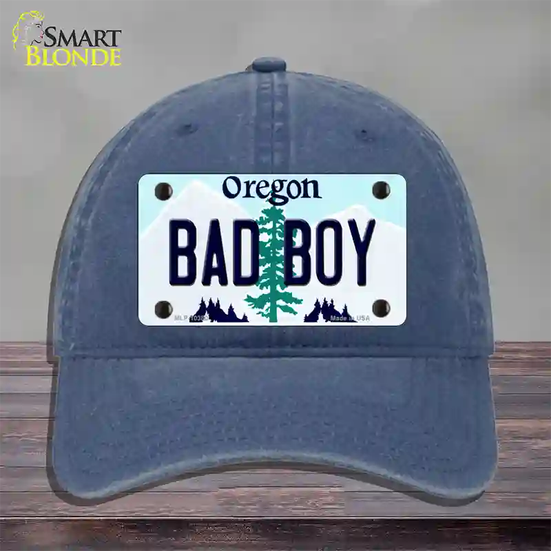 Bad Boy Oregon Novelty License Plate Hat Unconstructed Cotton / Navy